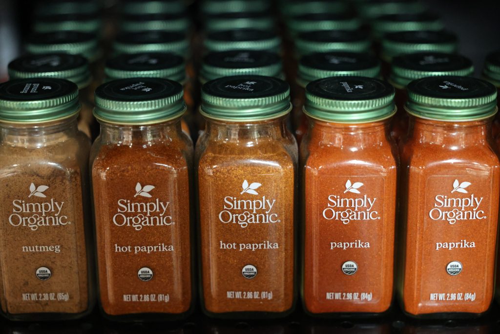 Jars of spices on a shelf