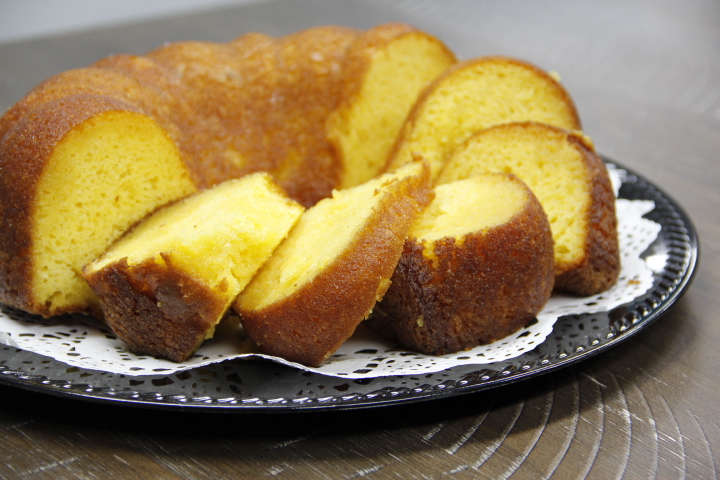 Neatly arranged slices of cake on a platter