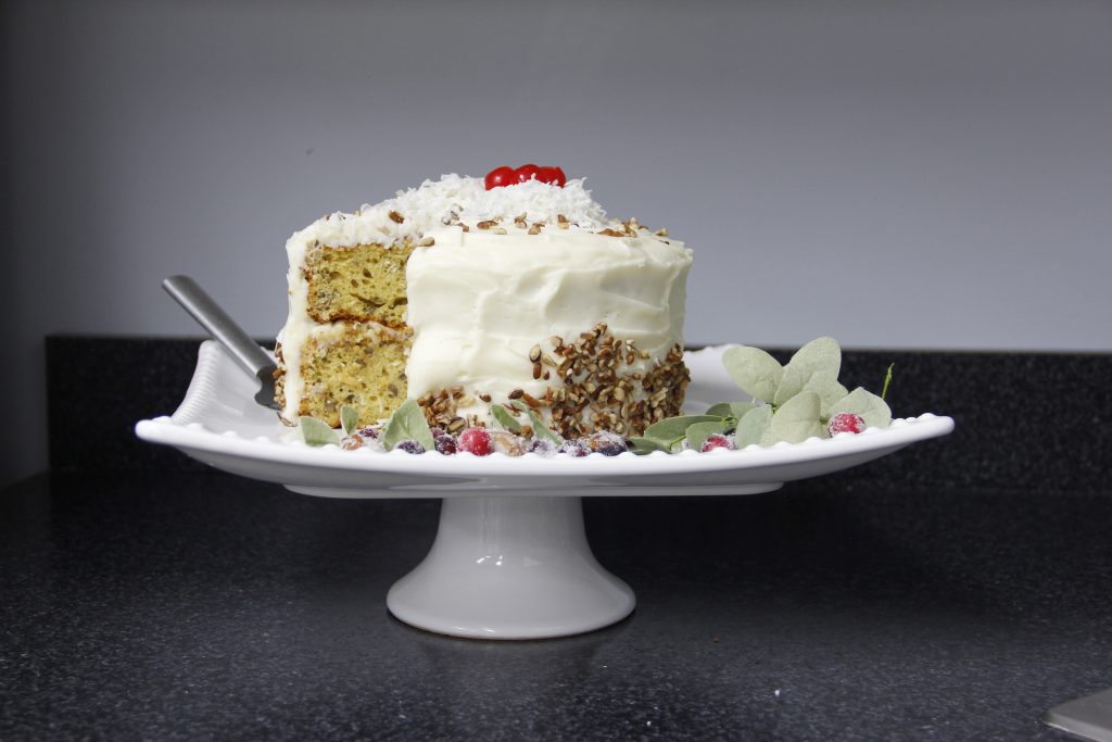 Delicious cake on a cake platter