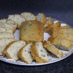 Banana nut bread displayed in a very attractive manner on a large platter