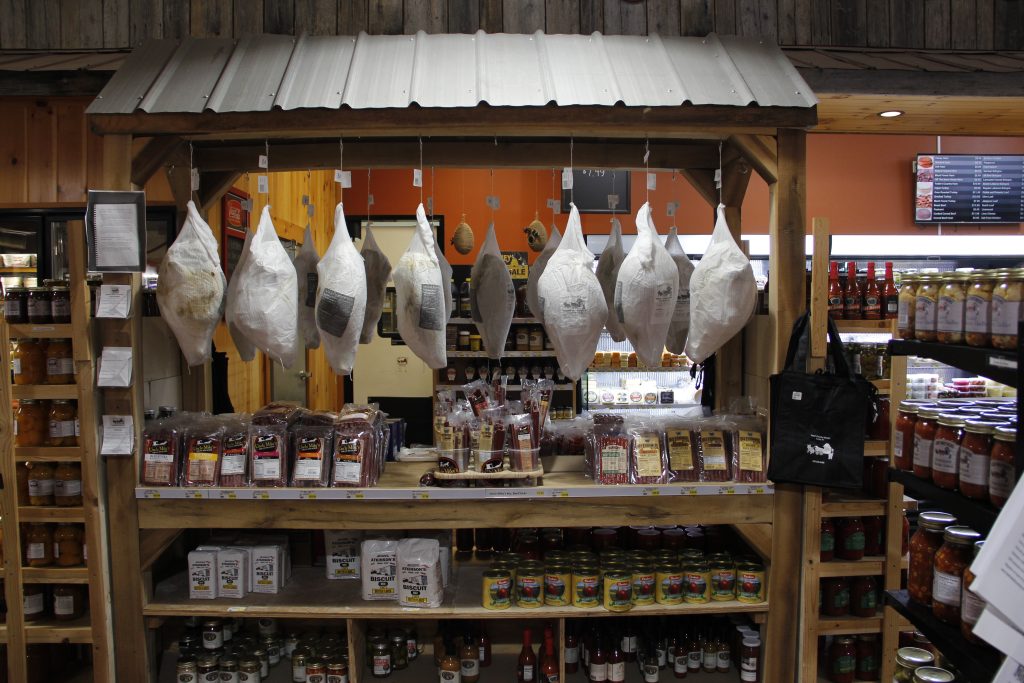 Country ham prepared by the Yoder brothers