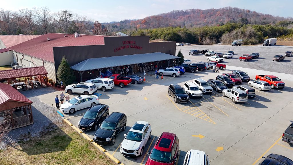 Aerial view of the Market. Learn more About Yoder's Country Market
