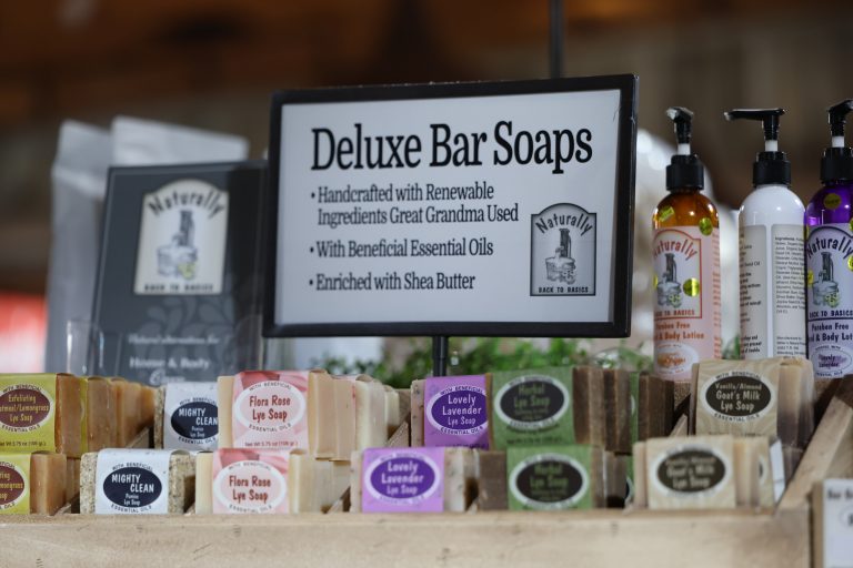 Dulux bars of handcrafted soap on the shelves at Yoder's Country Market