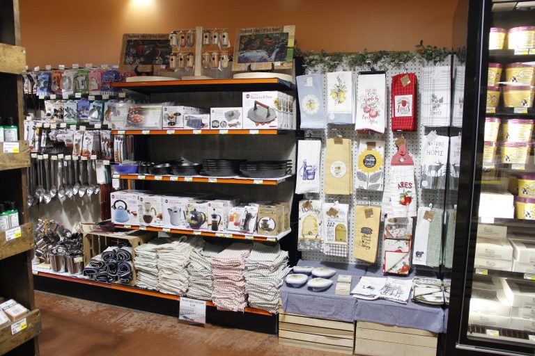 Tea towels and tea kettles, among other kitchen supplies